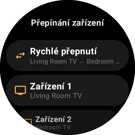 Přemapování z kategorie Přepínání zařízení – Rychlé přepnutí mezi Living Room TV a Bedroom TV na jednom tlačítku