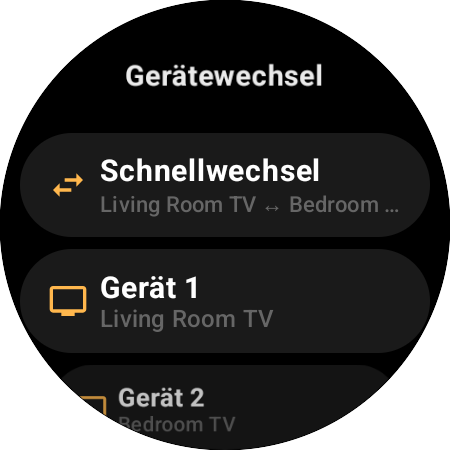 Belegung „Gerätewechsel“ – „Schnellwechsel“ zwischen Living Room TV und Bedroom TV auf einer Taste