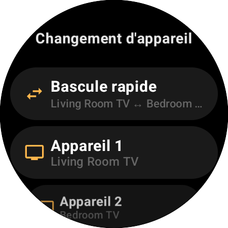 Réaffectation Changement d’appareil : Bascule rapide entre Living Room TV et Bedroom TV sur un seul bouton