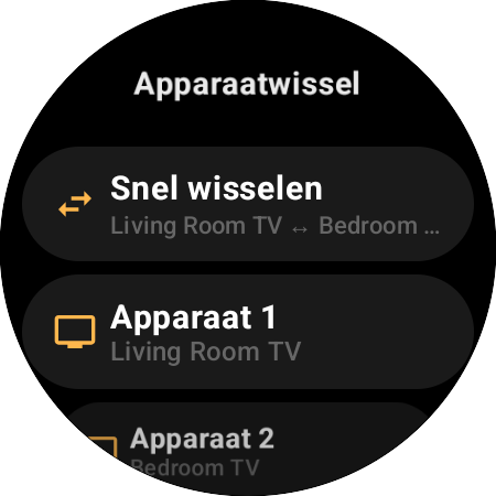 Toewijzing ‘Apparaatwissel’ – ‘Snel wisselen’ tussen Living Room TV en Bedroom TV op één knop