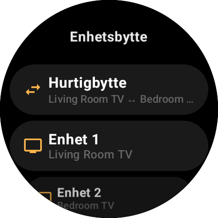 Tilordning av Enhetsbytte – Hurtigbytte mellom Living Room TV og Bedroom TV på én knapp