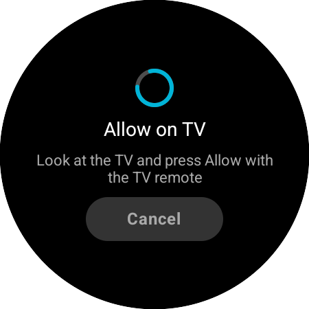 Výzva Povolte na TV na chytrých hodinkách – ovladačem televize Samsung stiskněte Povolit a dokončete párování