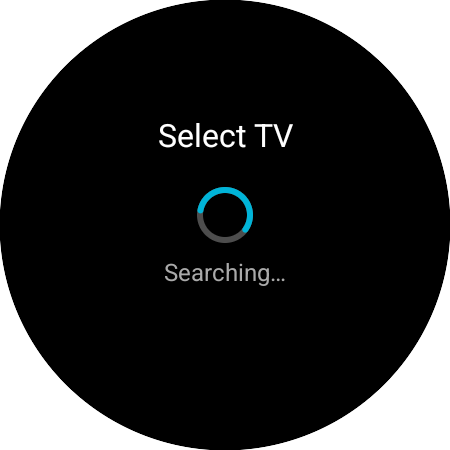 Obrazovka Vyberte TV na chytrých hodinkách při hledání televizí Samsung v síti Wi-Fi
